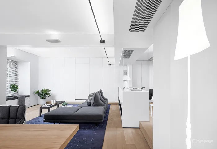 200㎡ 开放式大平层,极简黑白灰 · 讲述留白的艺术!