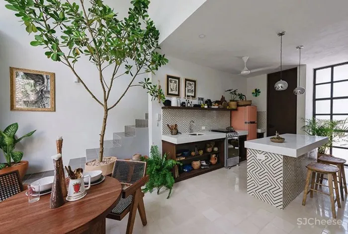 设有小型庭院和游泳池的墨西哥的时尚别墅