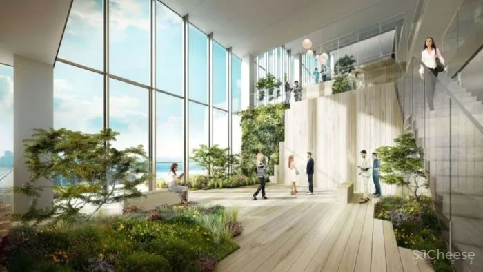 BIG设计的办公大楼,户外露台螺旋上升,每一层都有!