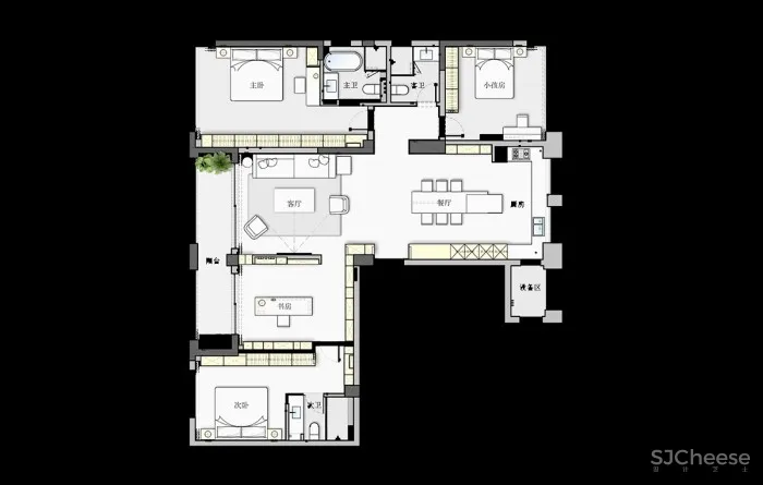 杭州尔间设计丨相半一个幸福的四口之家