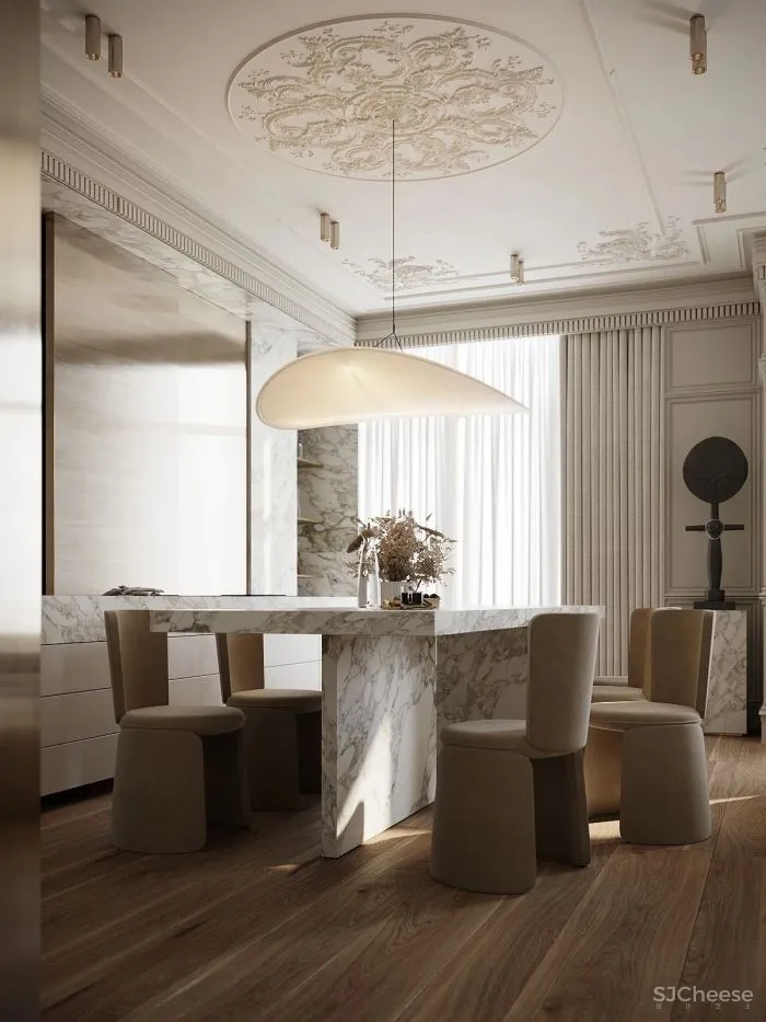 水泥漆、石膏线、大理石、玻璃,现代风格的多重演绎!