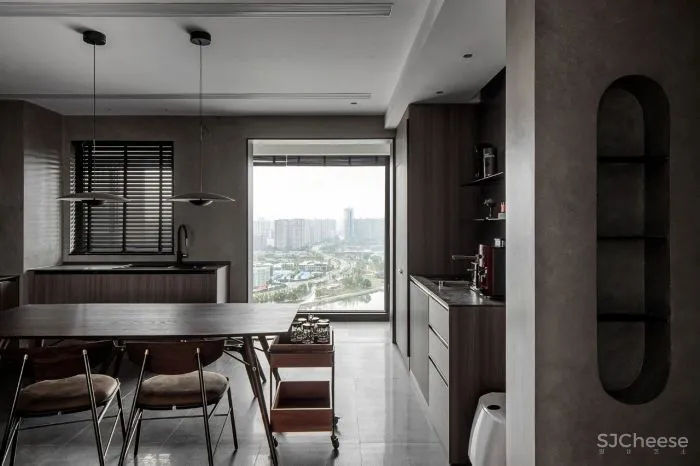 境壹设计丨 暗调咖啡,130㎡奢享一人居