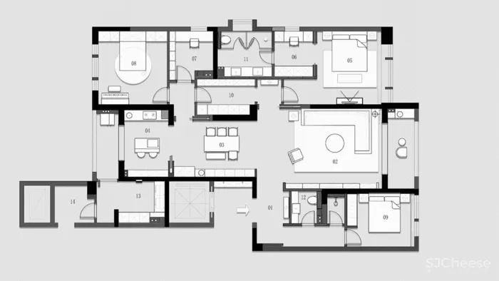 新作丨 夏承龙:240㎡极简私宅,克制而热烈!