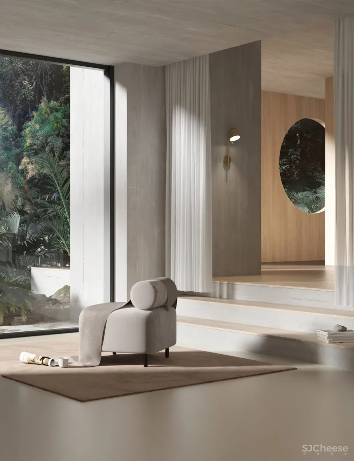 95后小哥做的效果图,同色系更适合极简风