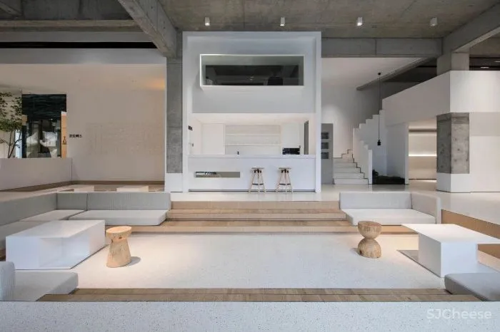 凯佳.江南里售楼中心当代简雅的艺术通感,寓意着未来城居的风向标