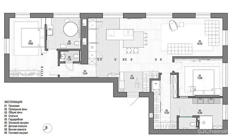 高级灰＋木饰面，二居室这样设计超耐看