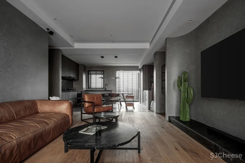 境壹设计丨 暗调咖啡,130㎡奢享一人居