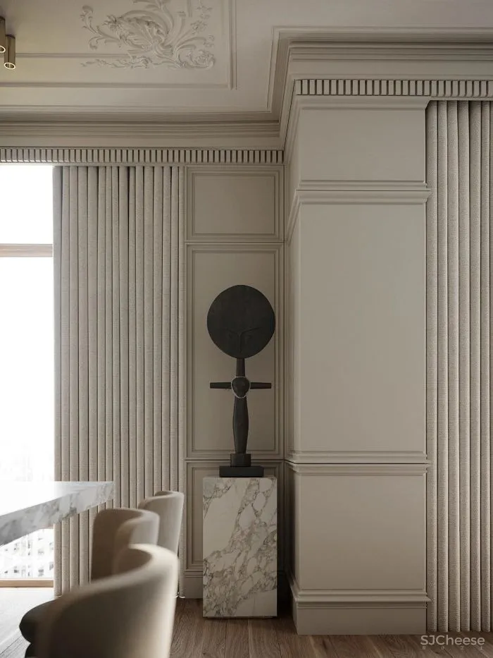 水泥漆、石膏线、大理石、玻璃,现代风格的多重演绎!