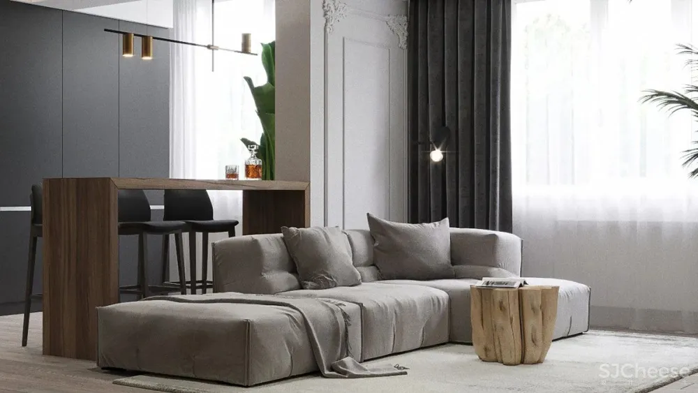 60㎡新古典主义精致公寓，黑白卧室太高级了！