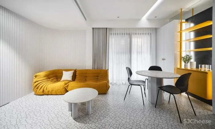 Confident Black, White - Yellow Interiors