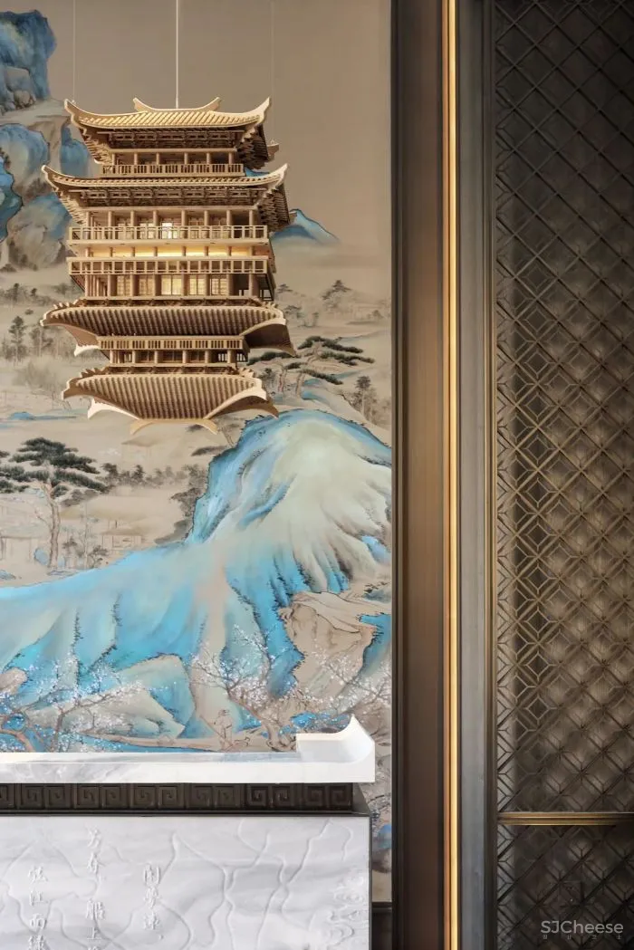 以《千里江山图》为灵感,打造生活与美学并存的空间。