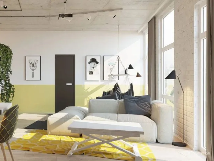 Confident Black, White - Yellow Interiors