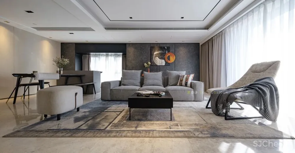 160㎡现代，深色端庄空间，简约舒适家具，营造出成熟稳重气质