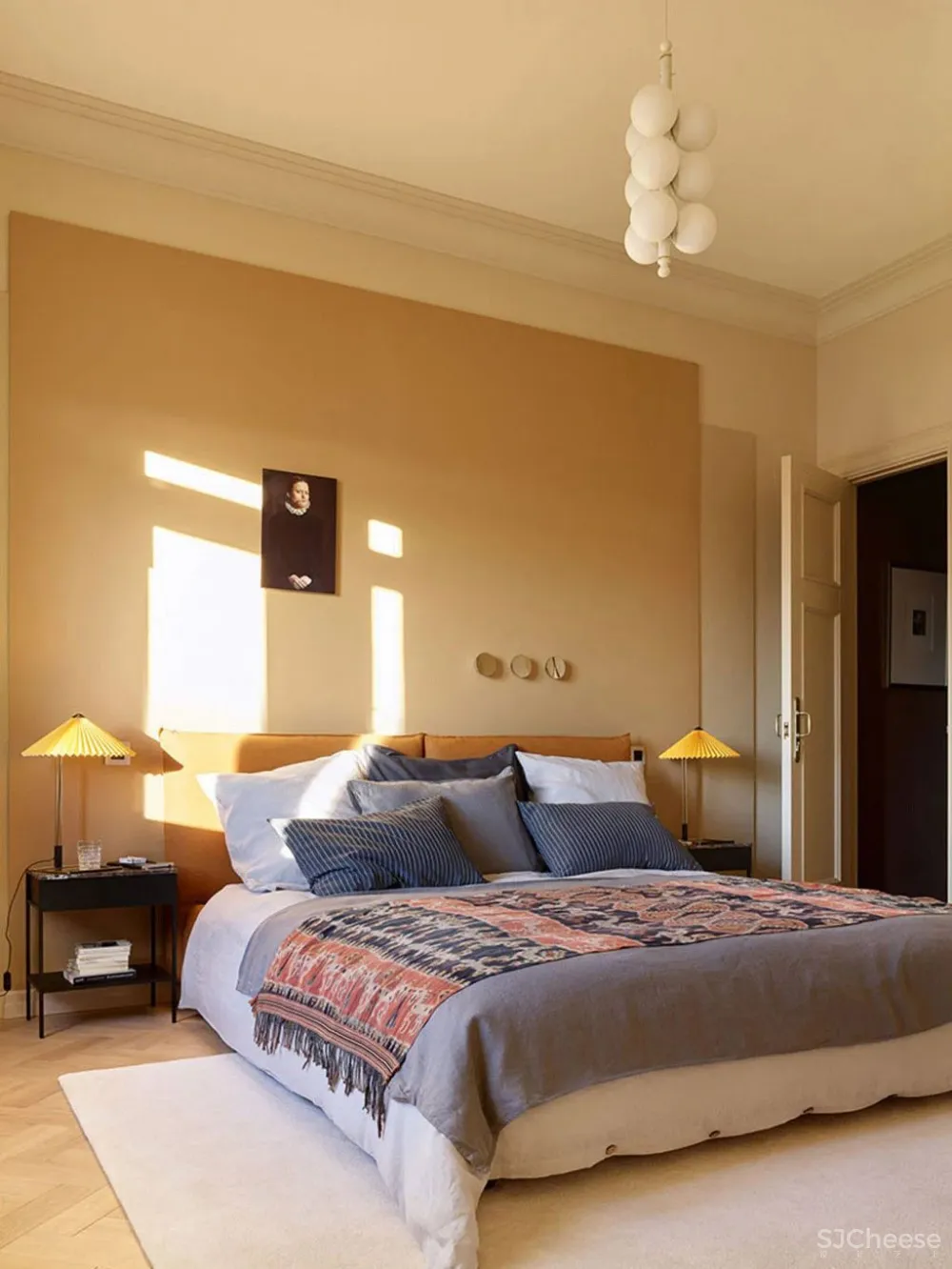 沐浴在阳光下安静温暖的莫斯科老房子中的时尚公寓