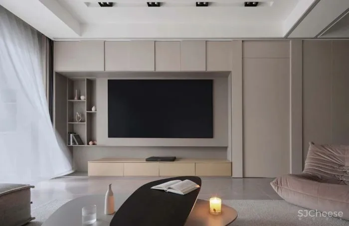 205㎡ 三居室,客厅墙面这样做拼接,好看又个性!