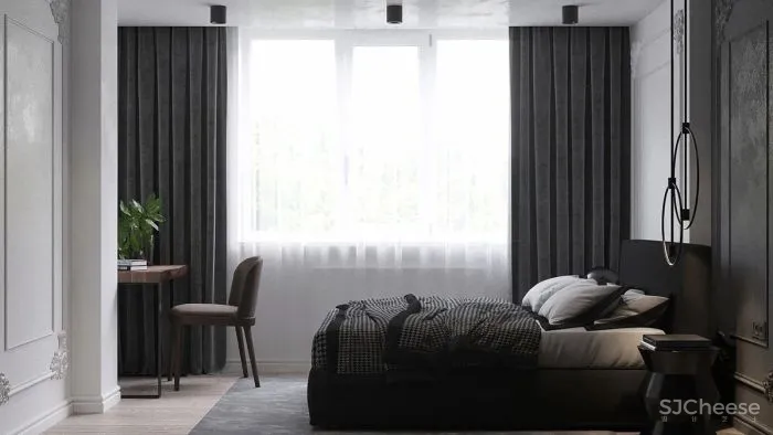 60㎡新古典主义精致公寓，黑白卧室太高级了！