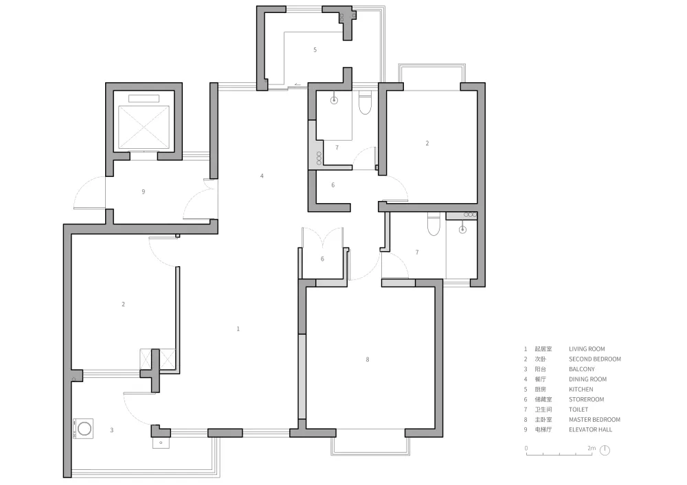 惊奇!他们在房中央造了个圆柱书架,折叠门 壁炉,串联起120㎡温暖通透家
