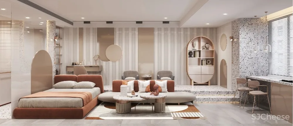 海力设计 两江都汇58㎡ 浪漫“奶茶”风