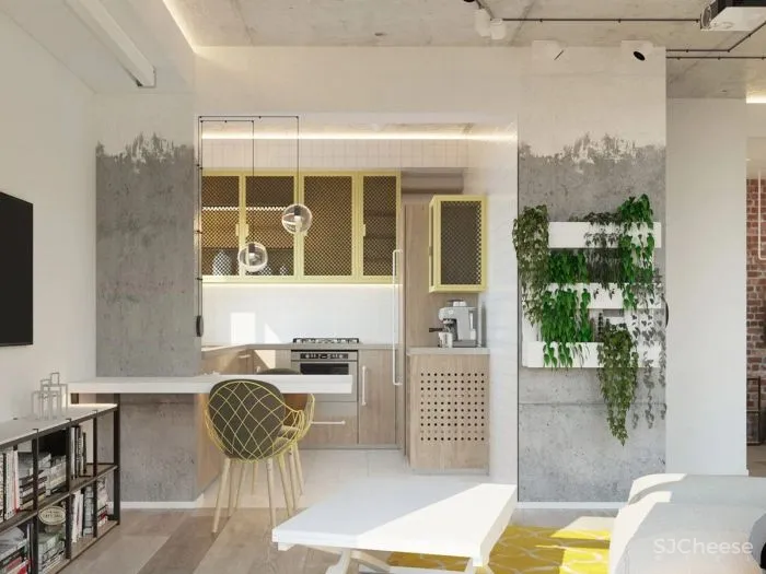 Confident Black, White - Yellow Interiors