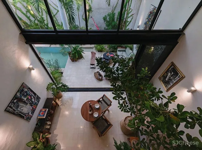 设有小型庭院和游泳池的墨西哥的时尚别墅