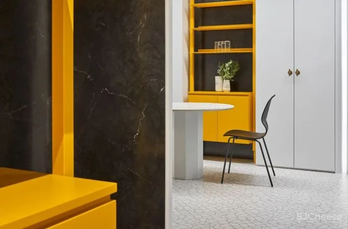 Confident Black, White - Yellow Interiors
