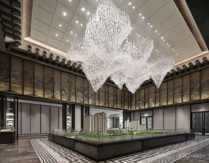 以《千里江山图》为灵感,打造生活与美学并存的空间。