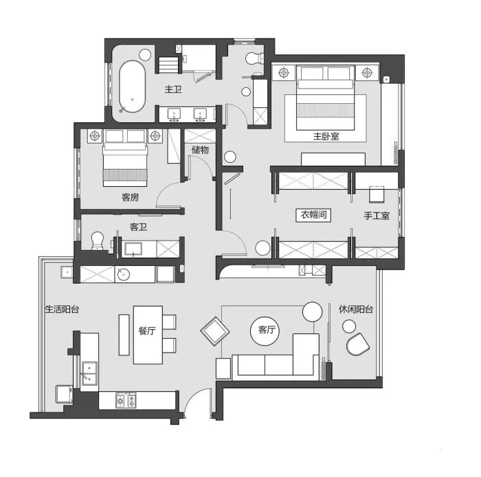 境壹设计丨 暗调咖啡,130㎡奢享一人居