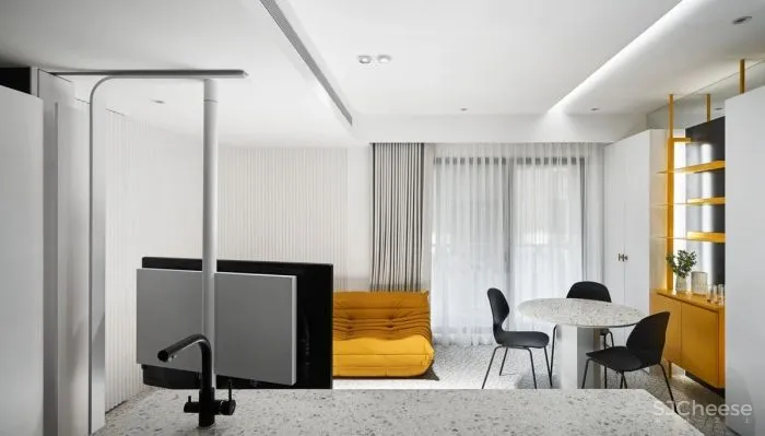 Confident Black, White - Yellow Interiors