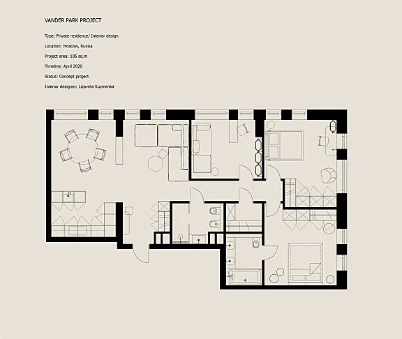 105㎡ 三居室，简约＋轻奢，最有范的设计格调