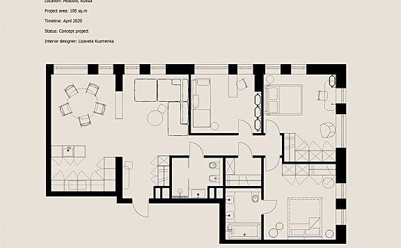 105㎡ 三居室，简约＋轻奢，最有范的设计格调