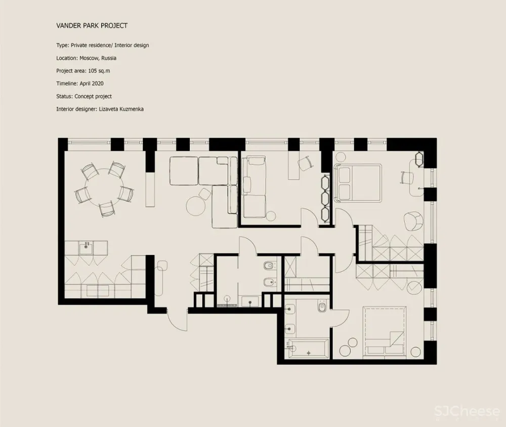 105㎡ 三居室，简约＋轻奢，最有范的设计格调