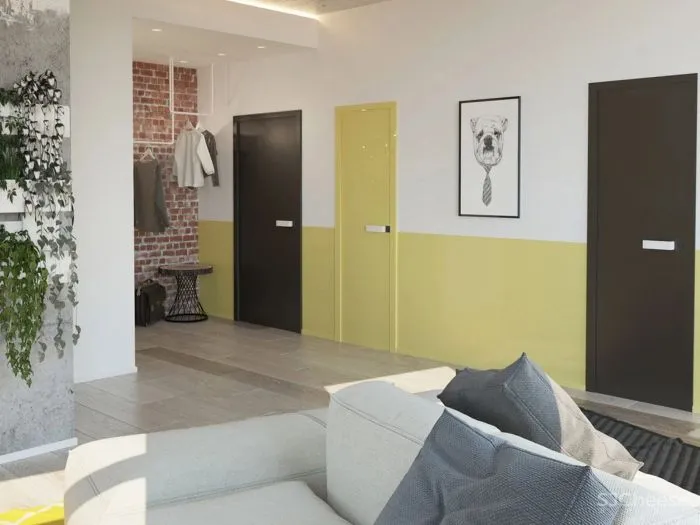 Confident Black, White - Yellow Interiors