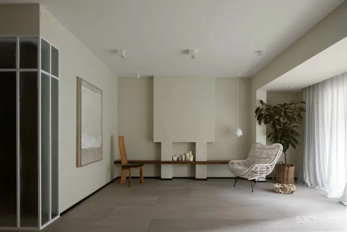 重庆146㎡三口之家,60w装成“赤贫风”,弧线、柚木、肌理,沉静而诗意!