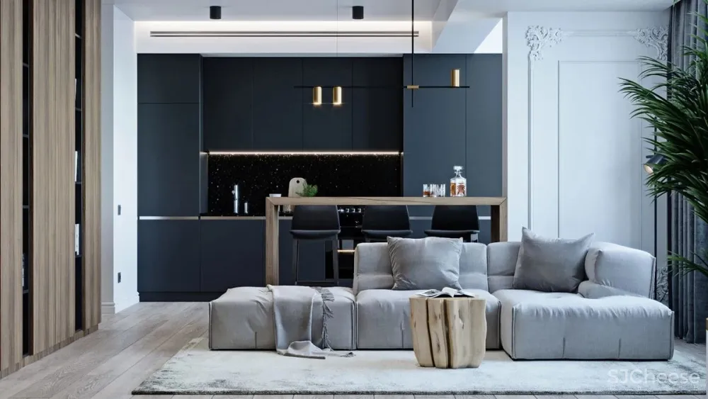 60㎡新古典主义精致公寓，黑白卧室太高级了！