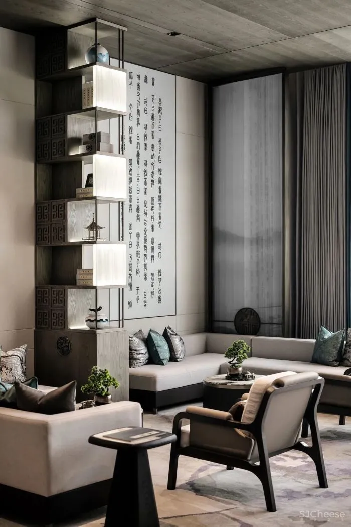 以《千里江山图》为灵感,打造生活与美学并存的空间。