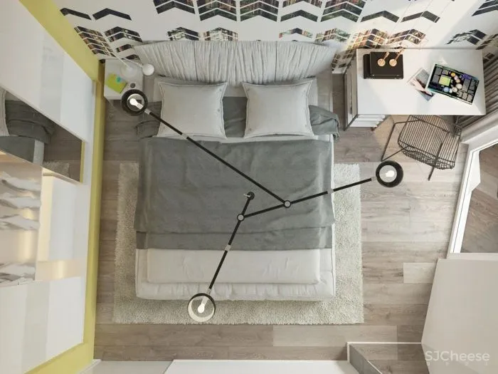 Confident Black, White - Yellow Interiors