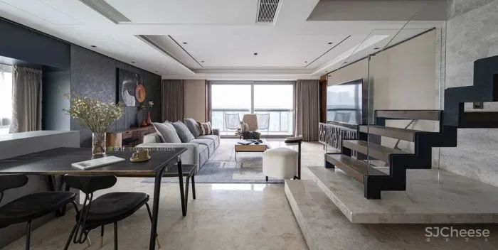 160㎡现代，深色端庄空间，简约舒适家具，营造出成熟稳重气质