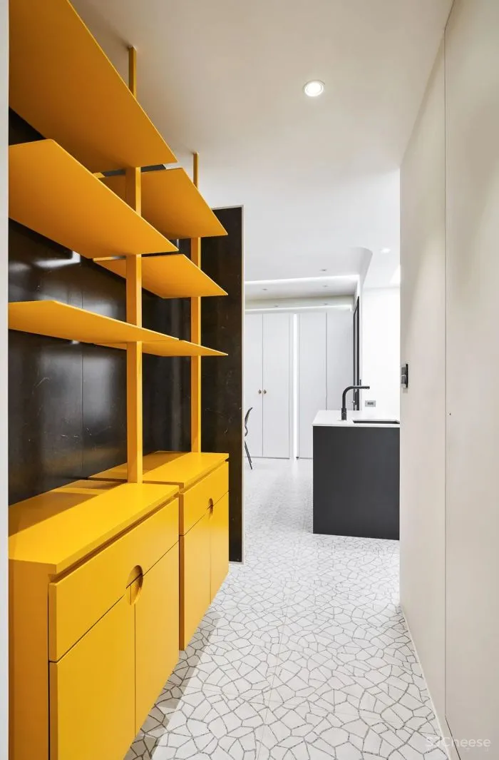 Confident Black, White - Yellow Interiors