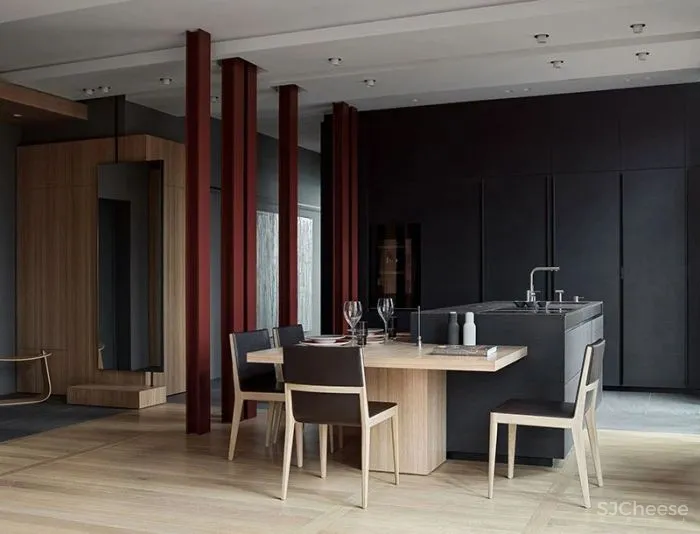 高级灰＋木饰面，二居室这样设计超耐看