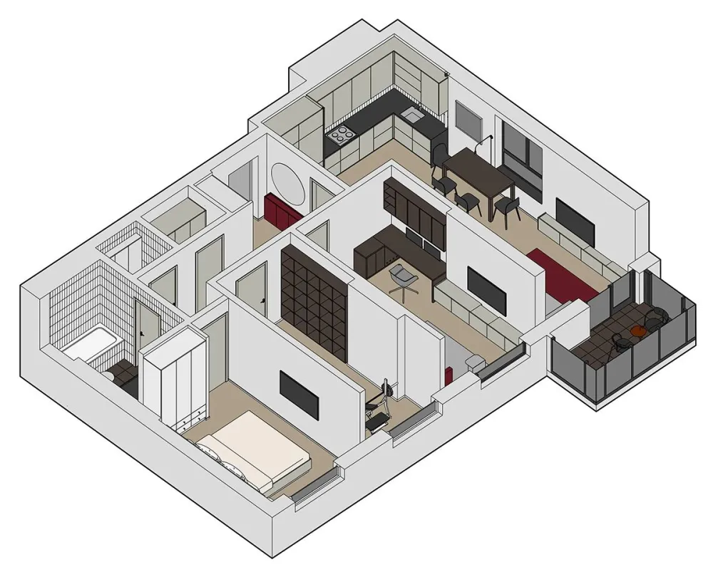 88㎡ 简约设计，三室一厅这样规划打造弹性大空间