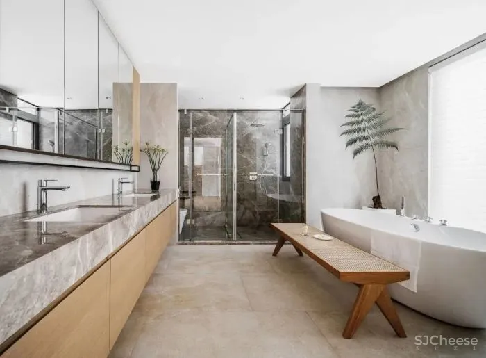 原木与大理石交融,简洁大方!