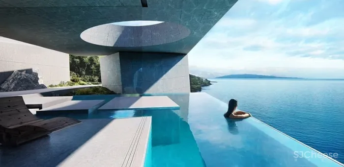 现在都用游泳池当背景墙