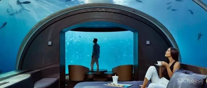 现在都用游泳池当背景墙