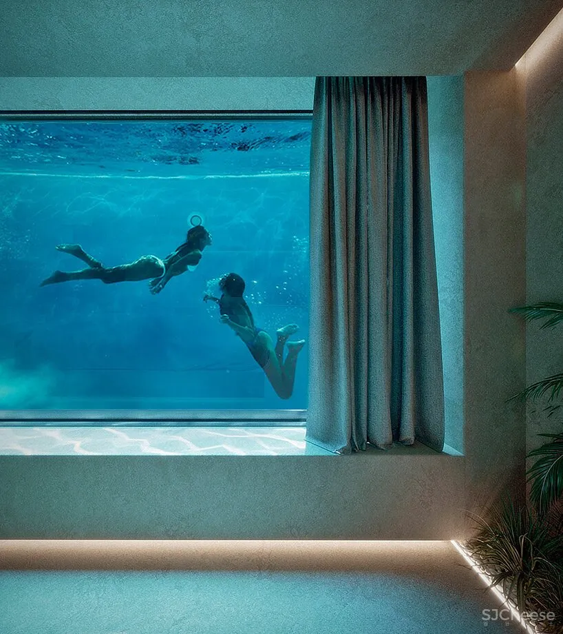 现在都用游泳池当背景墙