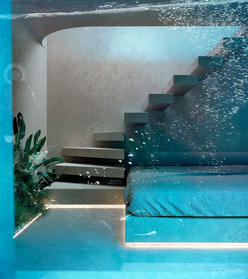 现在都用游泳池当背景墙