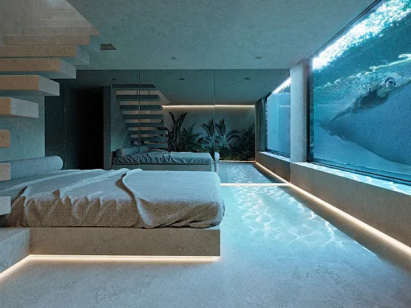 现在都用游泳池当背景墙