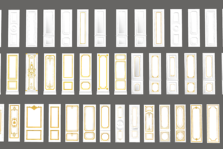 草图大师SU模型线条合集欧式造型实木雕花护墙板石膏金属雕花-SKP+JPG-43款-412M