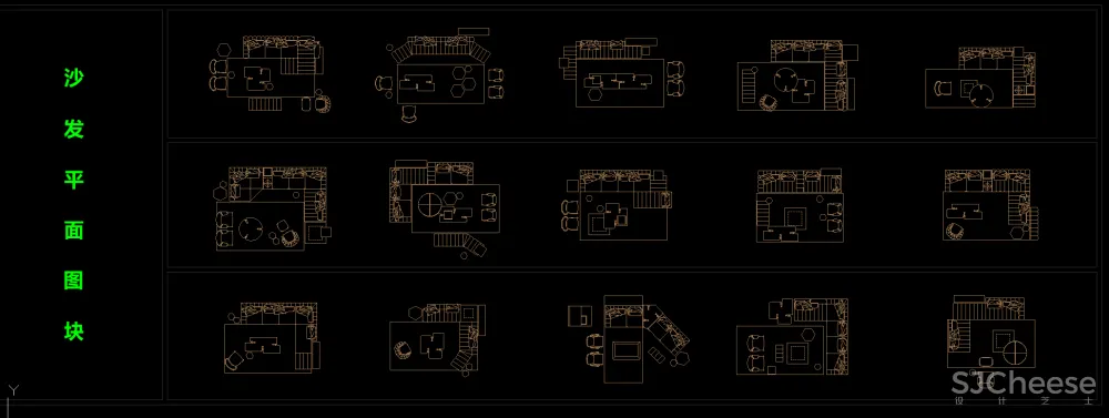 高端平立面沙发CAD图库-平面对应立面-25.06M