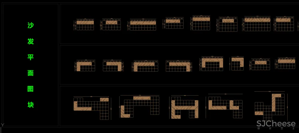 高端平立面沙发CAD图库-平面对应立面-25.06M