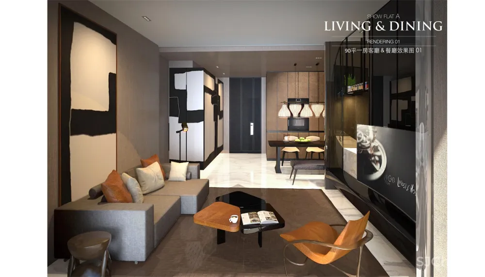 ABconcept-上海陆家嘴金融城A+B户型样板间+大堂+电梯厅丨深化方案+效果图+施工图CAD&PDF+材料表丨1.22G